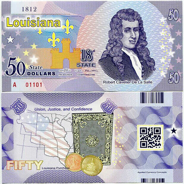 USA LOUISIANA 50 DOLLARS 2016 STATE 18TH POLYMER P NEW UNC