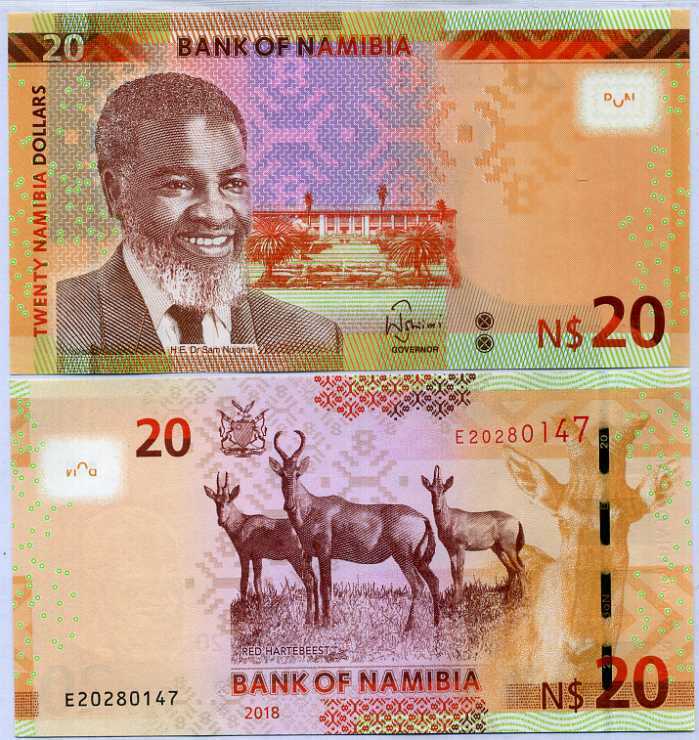 Namibia 20 Dollars 2018 P 17 UNC