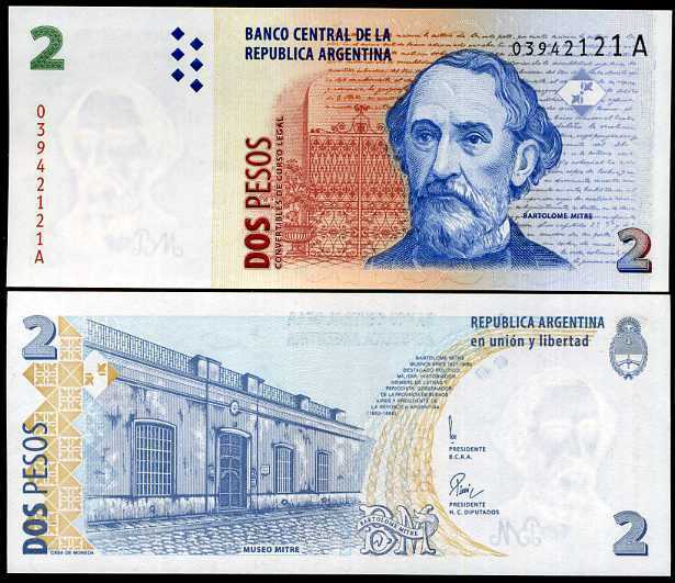 ARGENTINA 2 PESOS ND 1997 P 346 SERIES A UNC