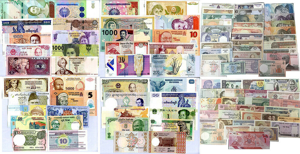 World Collectible Lot Set 100 Pcs From 34 Countries All UNC