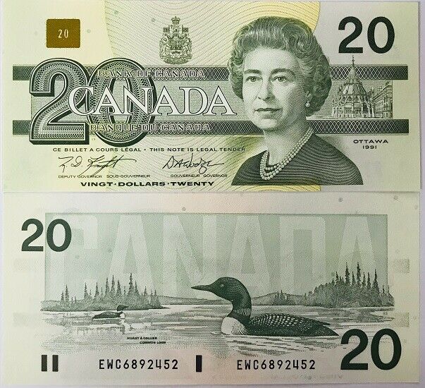 Canada 20 Dollars 1991 P 97 d AUnc