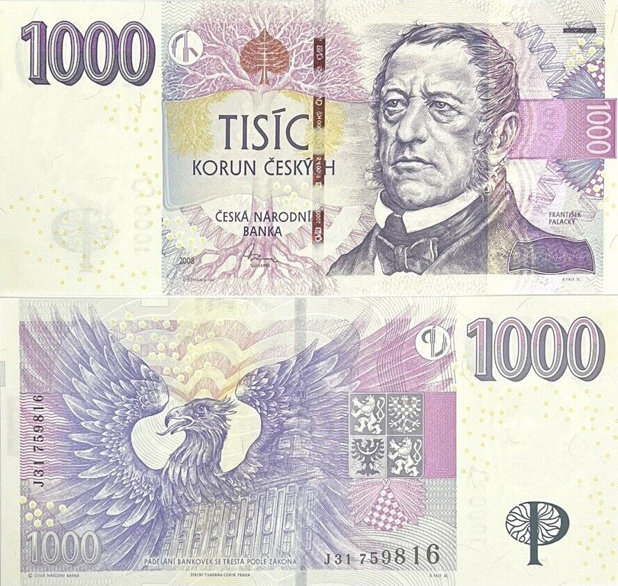 Czech Republic 1000 Korun 2008 P 25 c Series J UNC