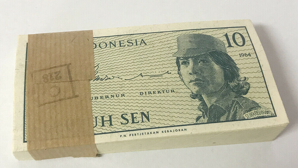 Indonesia 10 Sen 1964 P 92 UNC LOT 100 PCS 1 BUNDLE