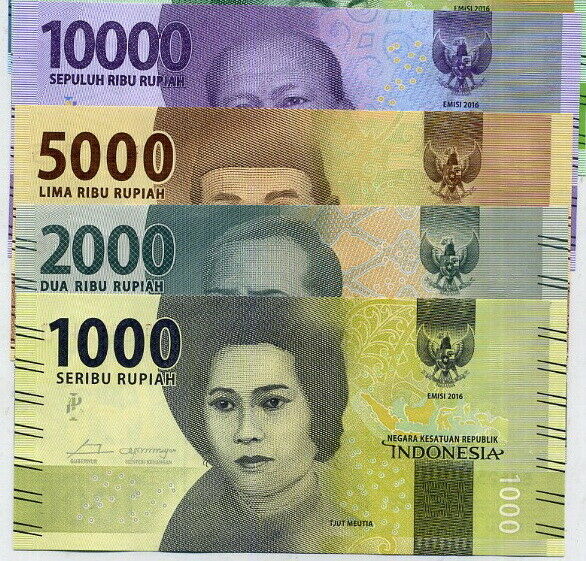Indonesia Set 4 UNC 1000 2000 5000 10000 Rupiah P 154 155 156 157 Random Date