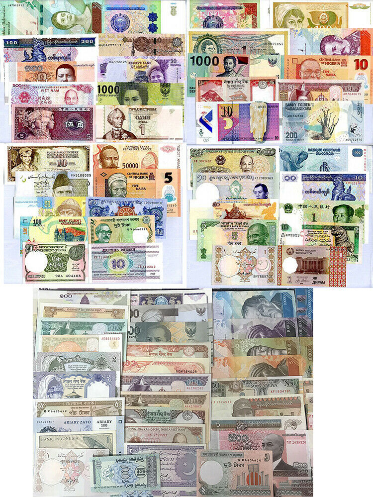 WORLD Collectible SET 70 PCS LOT DIFFERENT NOTES ALL UNC