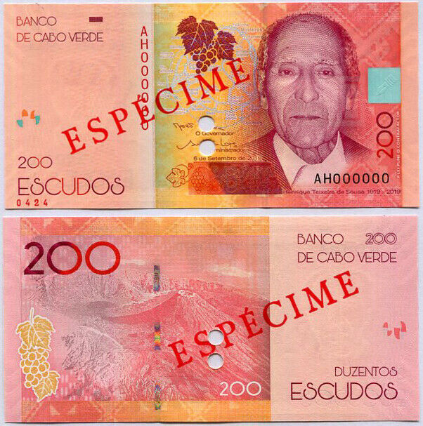 Cape Verde 200 Escudos 2019/2021 Specimen Paper P 76 UNC