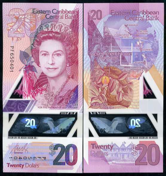 East Caribbean 20 Dollars ND 2019 P 57 Polymer QEII UNC