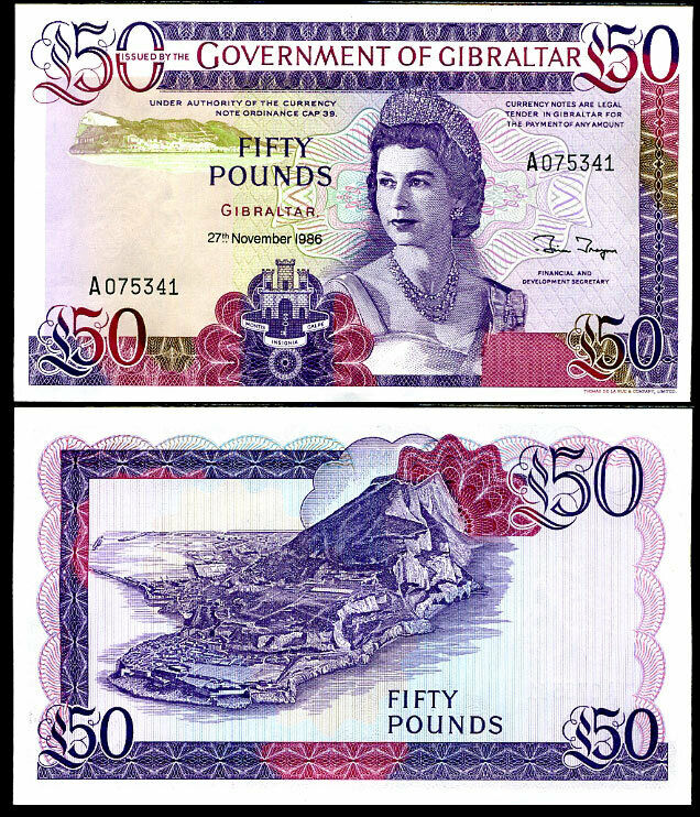 GIBRALTAR 50 POUND 1986 P 24 UNC