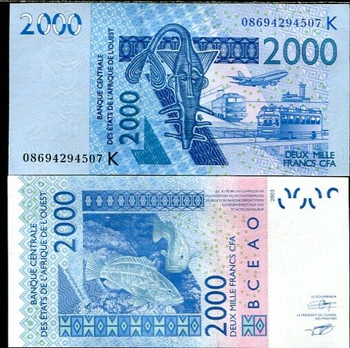 WEST AFRICAN STATES SENEGAL 2000 FRANCS 2003 (2008) P 716 K UNC