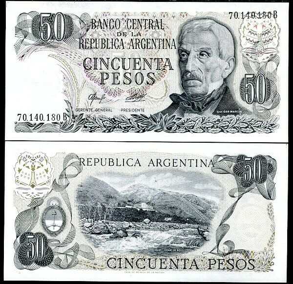 ARGENTINA 50 PESO 1976-78 P 301 UNC