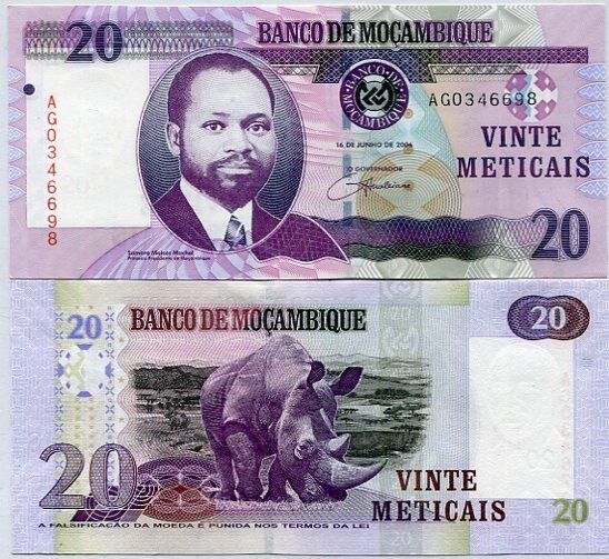 MOZAMBIQUE 20 METICAIS 2006 P 143 UNC