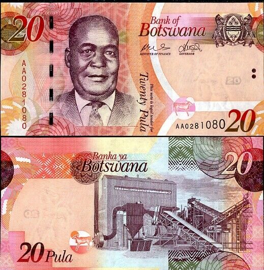 BOTSWANA 20 PULA 2009 AA PREFIX P 31 UNC