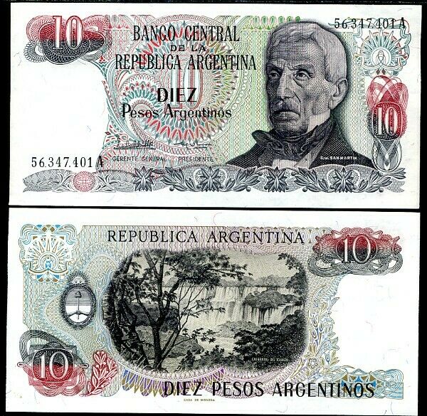 Argentina 10 Pesos ND 1983-1984 P 313 UNC