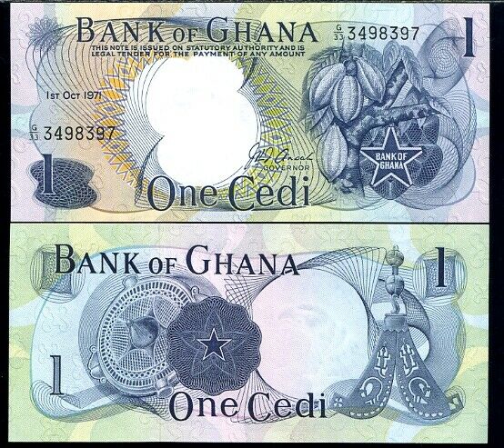 GHANA 1 CEDIS 1971 P 10 UNC