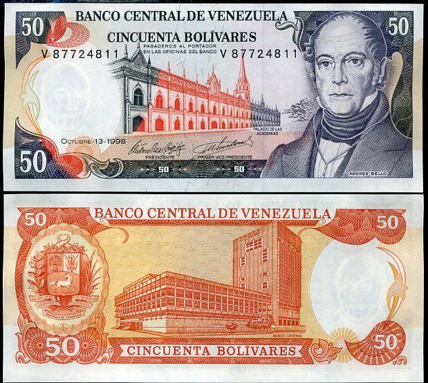 VENEZUELA 50 BOLIVANES 1998 P 65 UNC