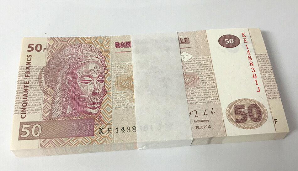 Congo 50 Francs 2013 P 97 UNC Lot 25 Pcs 1/4 Bundle