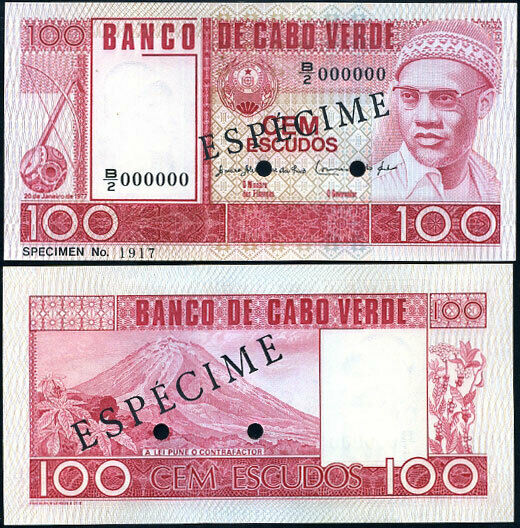 Cape Verde 100 Escudos 1977 1977 P 54 Specimen UNC