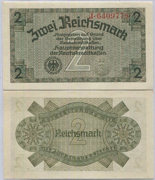 Germany 2 Reichsmark ND (1940-1945) 7 digit P R137a UNC