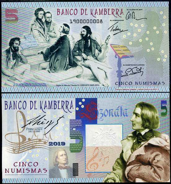 KAMBERRA 5 NUMISMAS 2019 PRIVATED ISSUED FRANZ LISZT HUNGARY AUSTRIA GERMANY