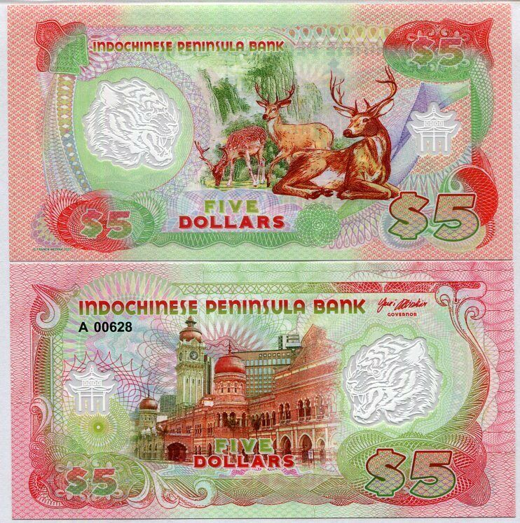 Indochina 5 DOLLARS 2021 Polymer Malaysia Deer, Sultan Abdul Samad