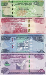Ethiopia Set 4 Pcs 10 50 100 200 Birr 2012/2023 P 53 54 55 56 UNC