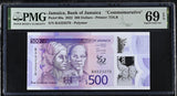 Jamaica 500 Dollars 2022 P 98 a Commemorative Superb Gem UNC PMG 69 EPQ