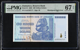Zimbabwe 100 Trillion Dollars 2008 P 91 Superb Gem UNC PMG 67 EPQ Misaligned ERR