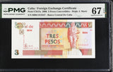 Central America Foreign Exchange 3 Pesos 2006 P FX47 a Superb Gem UNC PMG 67 EPQ