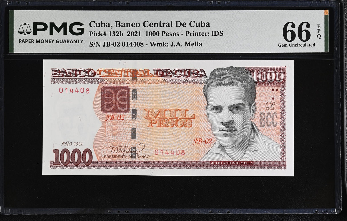 Central America 1000 Pesos 2021 P 132 b Gem UNC PMG 66 EPQ