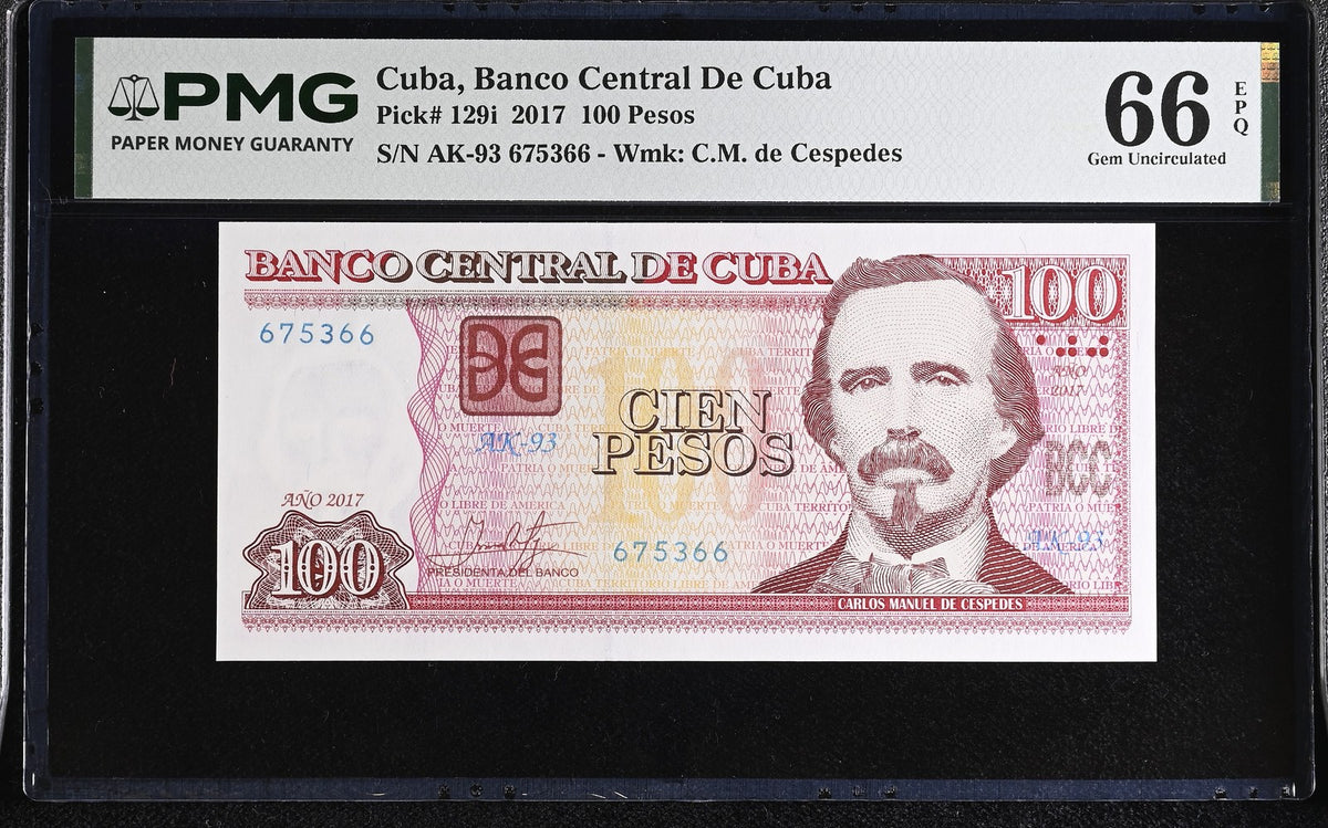 Central America 100 Pesos 2017 P 129 i GEM UNC PMG 66 EPQ
