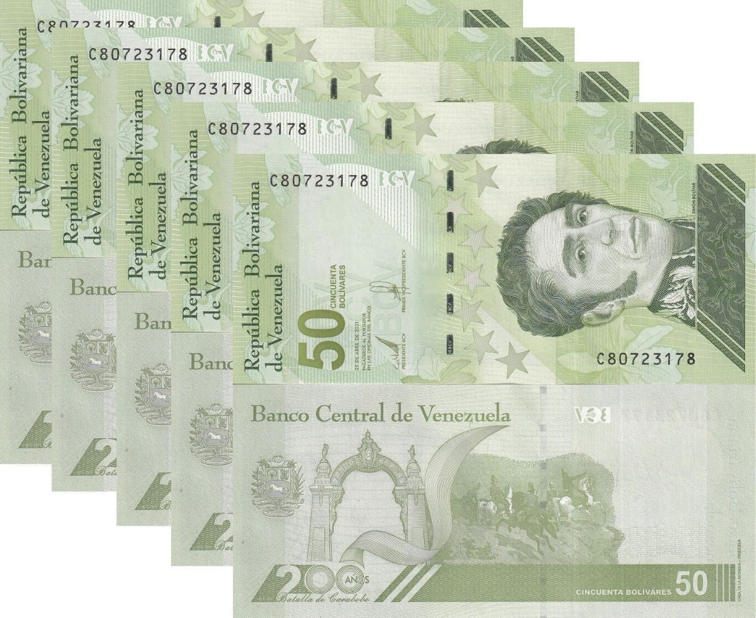 Venezuela 50 Digitales Bolivares 2021 P 118 UNC LOT 5 Pcs