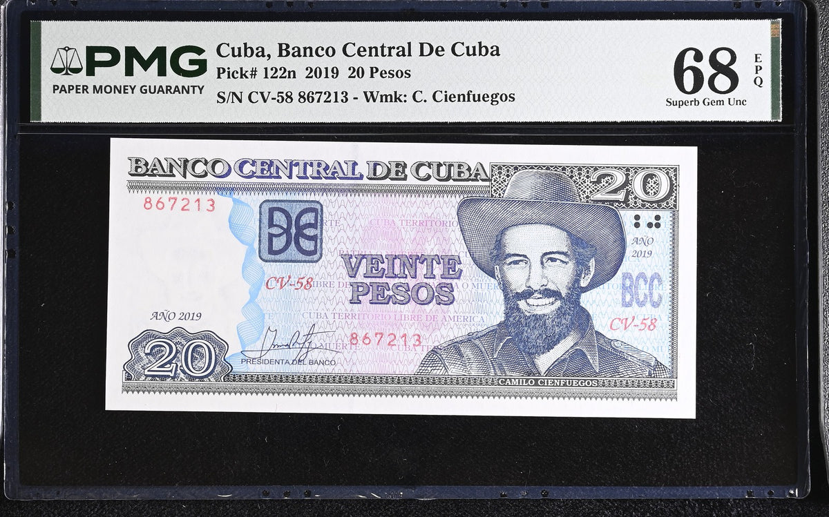 Central America 20 Pesos 2019 P 122 n Superb Gem UNC PMG 68 EPQ TOP POP