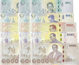 Thailand Set 5 x Lot 3= 15 UNC 20 50 100 500 1000 Baht 2017 COMM.P 130 131 132 133 134