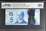 Canada 5 Dollars 2013 P 106 e Polymer Sign Lane & Macklem Gem UNC PMG 65 EPQ