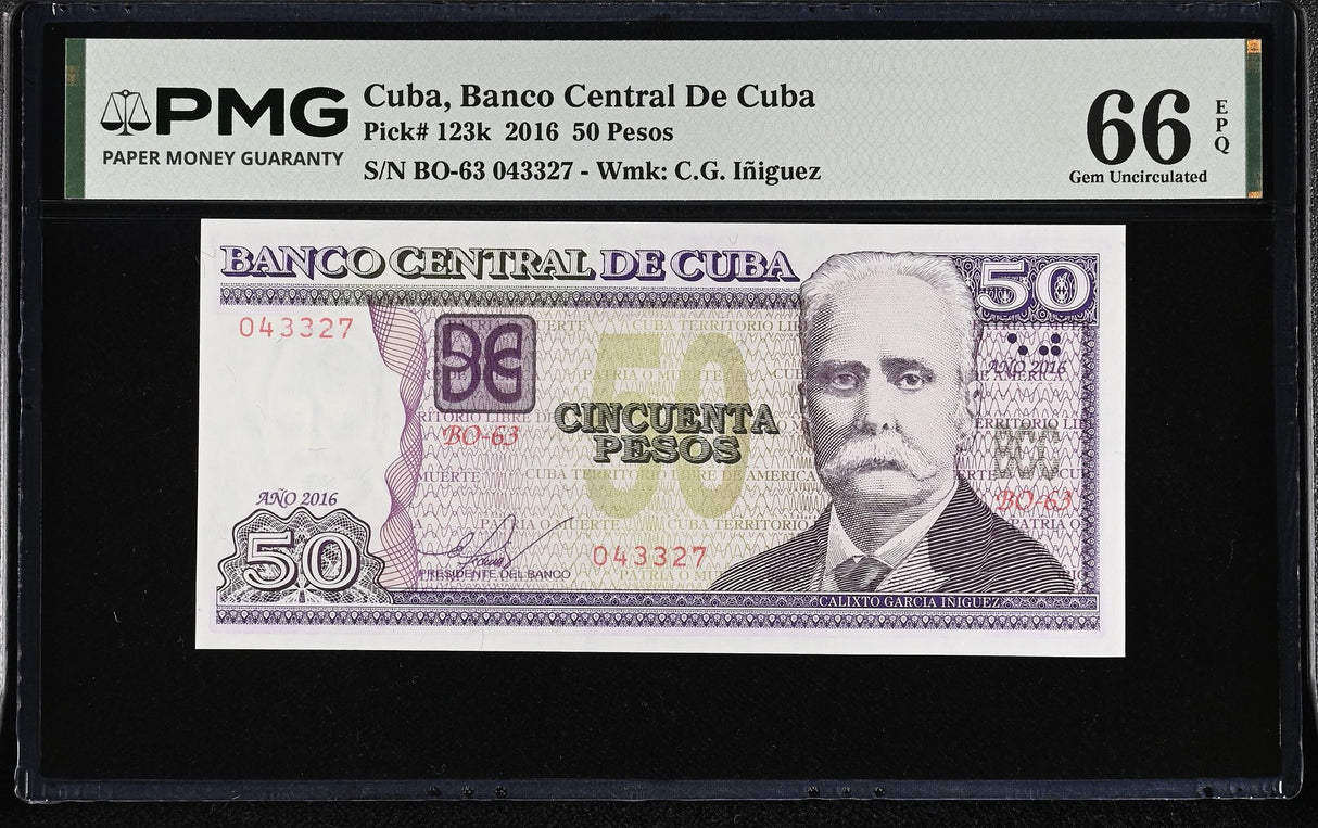 Central America 50 Pesos 2016 P 123 k Gem UNC PMG 66 EPQ