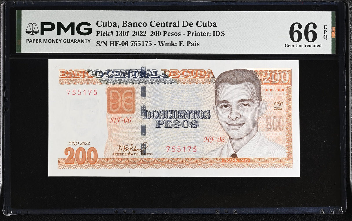 Central America 200 Pesos 2022 P 130 f Gem UNC PMG 66 EPQ