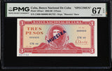 Cuba 3 Pesos 1983 P 107as1 SPECIMEN Superb Gem UNC PMG 67 EPQ TOP POP