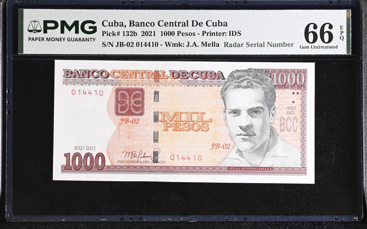 Central America 1000 Pesos 2021 RADAR 014410 P 132 b Gem UNC PMG 66 EPQ