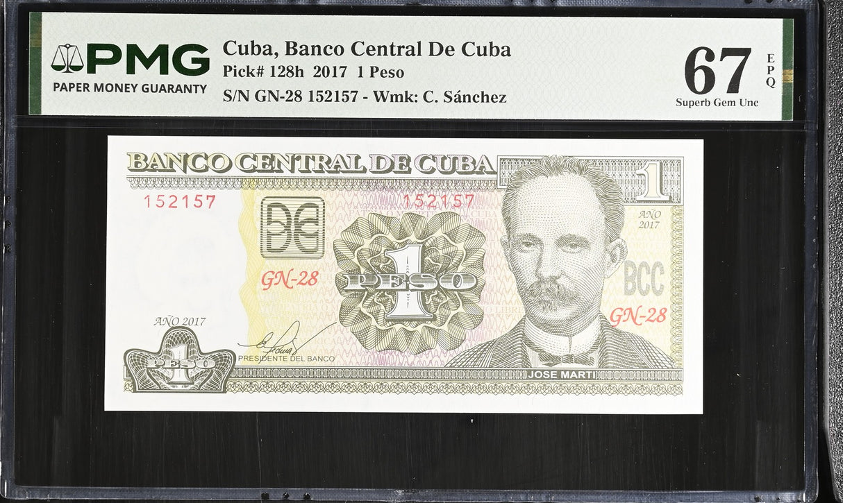 Central America 1 Pesos 2017 P 128 h Superb Gem UNC PMG 67 EPQ TOP POP