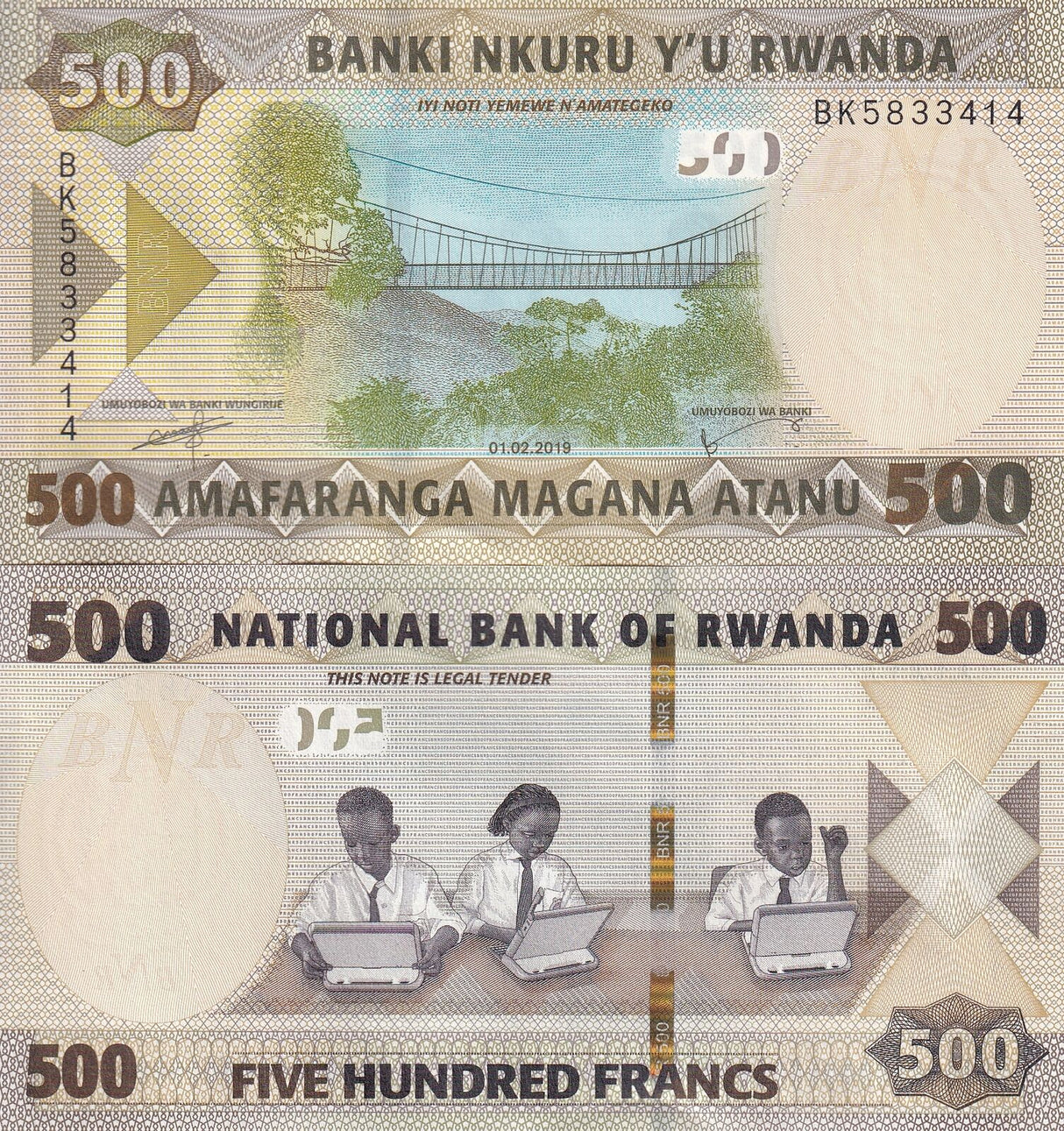 Rwanda 500 Francs 2019 P 42 UNC