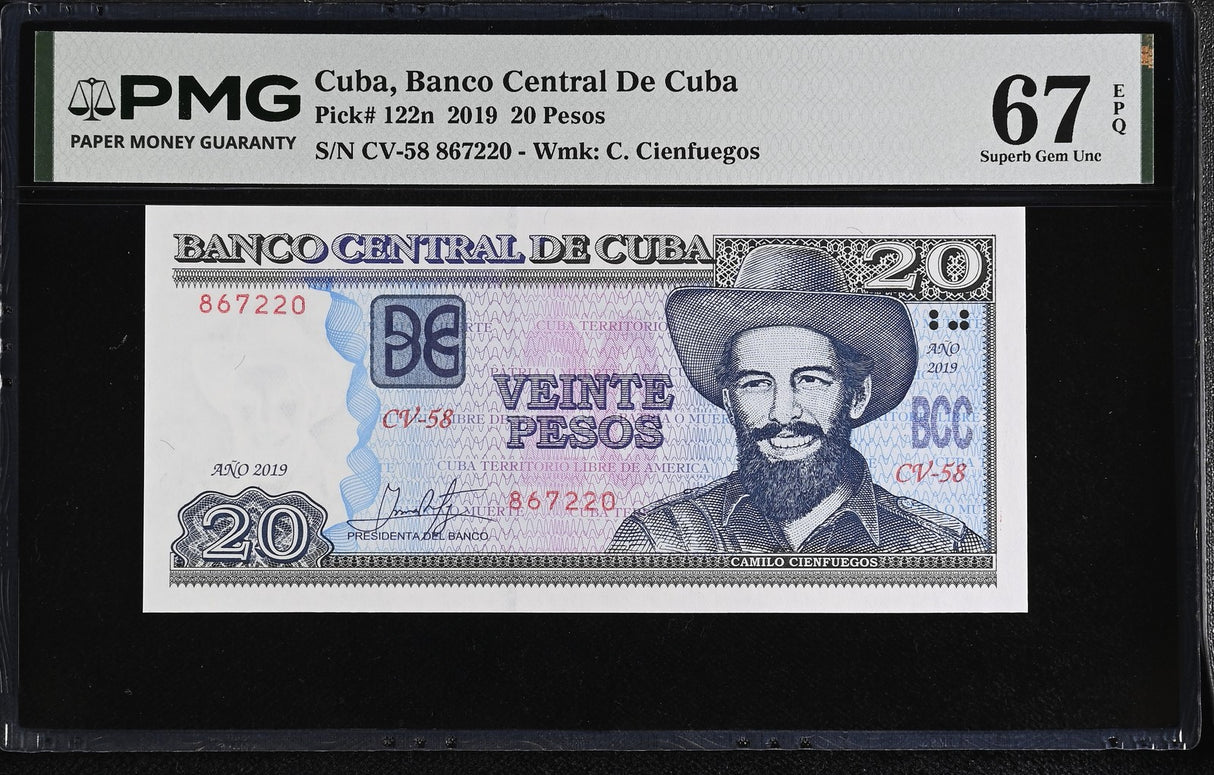 Central America 20 Pesos 2019 P 122 n Superb Gem UNC PMG 67 EPQ