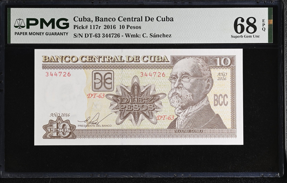 Central America 10 Pesos 2016 P 117 r Superb Gem UNC PMG 68 EPQ TOP POP