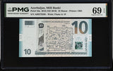 Azerbaijan 10 Manat 2018 ND 2019 P 33 a Superb Gem UNC PMG 69 EPQ