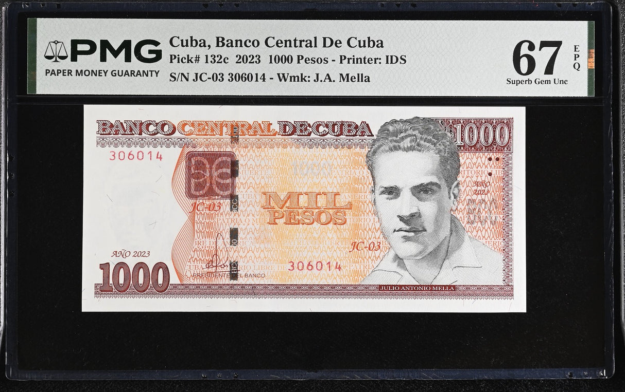 Central America 1000 Pesos 2023 P 132 c Superb Gem UNC PMG 67 EPQ TOP POP