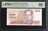 Thailand 100 Baht ND 1994 P 97 SIGN 75 Gem UNC PMG 66 EPQ , Graded Note