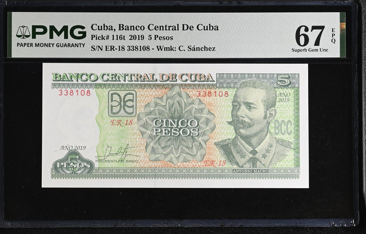 Central America 5 Pesos 2019 P 116 t Superb Gem UNC PMG 67 EPQ