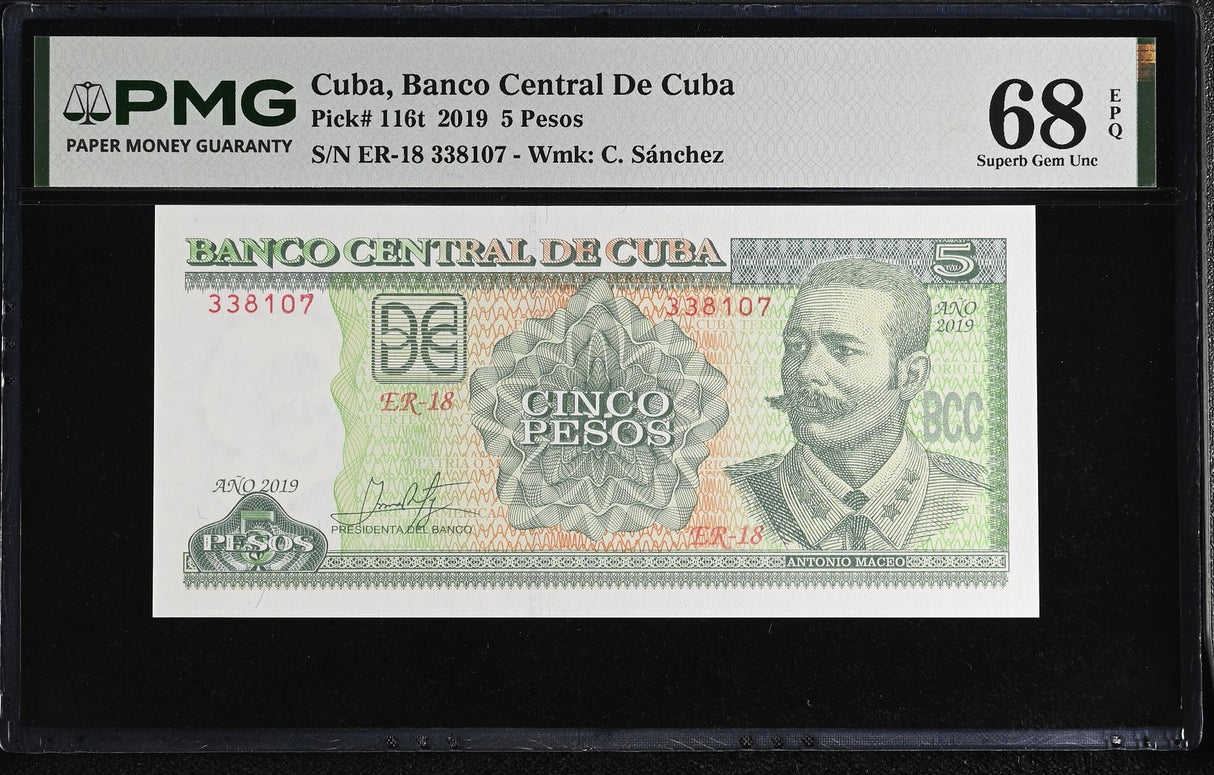 Central America 5 Pesos 2019 P 116 t Superb Gem UNC PMG 68 EPQ TOP POP