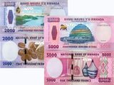 Rwanda SET 2 PCS 2000 5000 FRANCS 2024 P 44 P 45 New Sign UNC