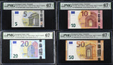 Euro Set 4; 5 10 20 50 Euro 2013-2017 P 27 28 29 30 Superb Gem UNC PMG 67 EPQ