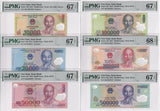 Vietnam Set 6;10000-500000 Dong 2017-2024 P 119-123 124 Superb UNC PMG 67 68 EPQ